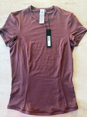 Oner Active Mellow Motion Velvet Mocha Crew Neck Top Small NEW